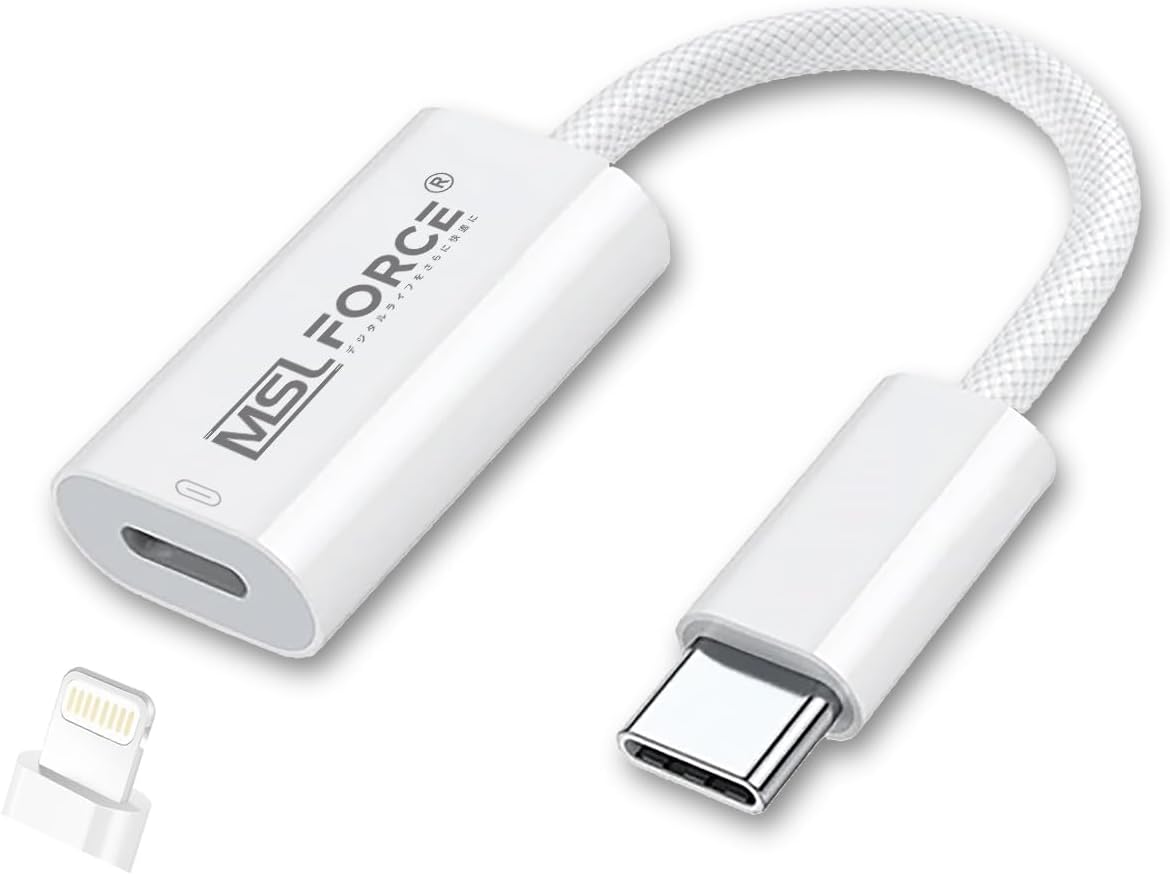 Reliable Japanese Company MSL FORCE Lightning Type-C Conversion Adapter USB-C Lightning [2025 Latest Model] PD60W Fast Charging Data Transfer Calling Music Volume Adjustment Lightning Type C Earphone