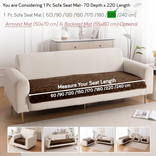 Image of HOKIPO 'Velvet Maze' Premium Anti Slip Sofa Cover Mats for L Shape and 1 /2 /3 Seater Sofa. Make Your Own Sofa Cover Set, 70(D) x 220(L) cm, Dark Brown (AR-5909-DBR)
