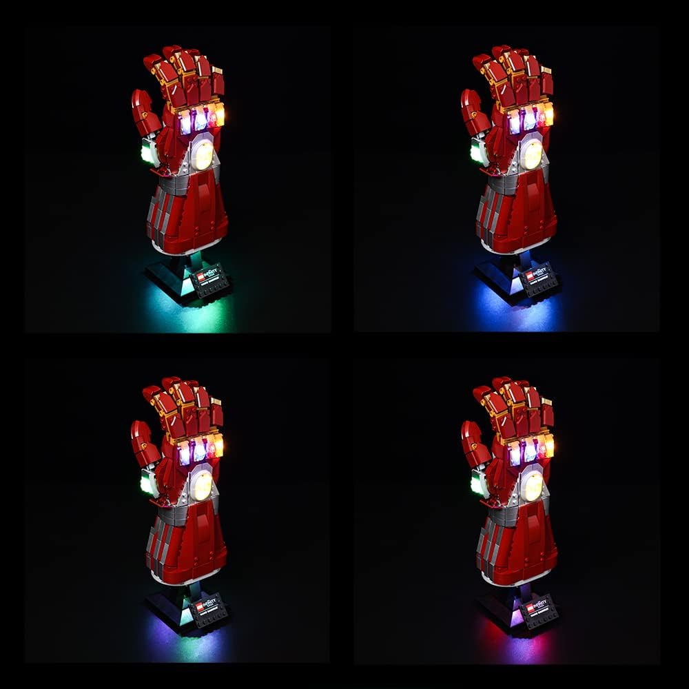 Kyglaring LED Lighting Kit Designed for Lego Nano Gauntlet 76223 (No Model) and Lights Set Compatible with Replica Iron Man Gauntlet Model Building Set - Without Lego Set (Classic Version)
