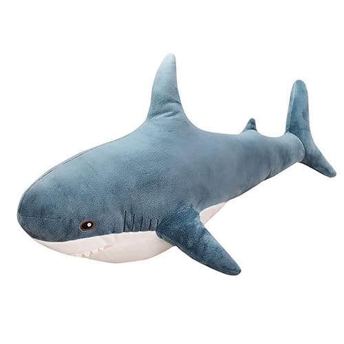 OUKEYI 30 Inch Giant Shark Stuffed Animal Pillow, Soft Shark Plush Pillow for Kids, Comfortable Sleeping Pillow Back Cushion Doll Gift for Kids (Blue)