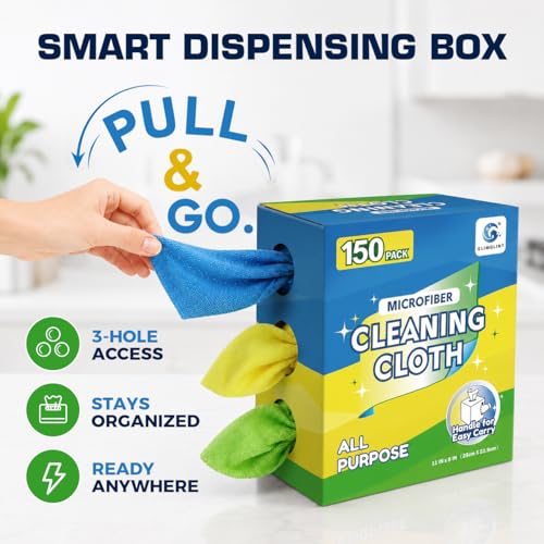 Image of GLIMGLINT Microfiber Cleaning Cloth 150 Pack, Reusable Paper Towels 11 x 9