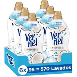 Suavización Del Agua Vernel Suavizante Concentrado para la Ropa Aromaterapia Agua de Coco & Minerals (pack de 6, total: 570 lavados), para una experiencia aromática hasta 7 días