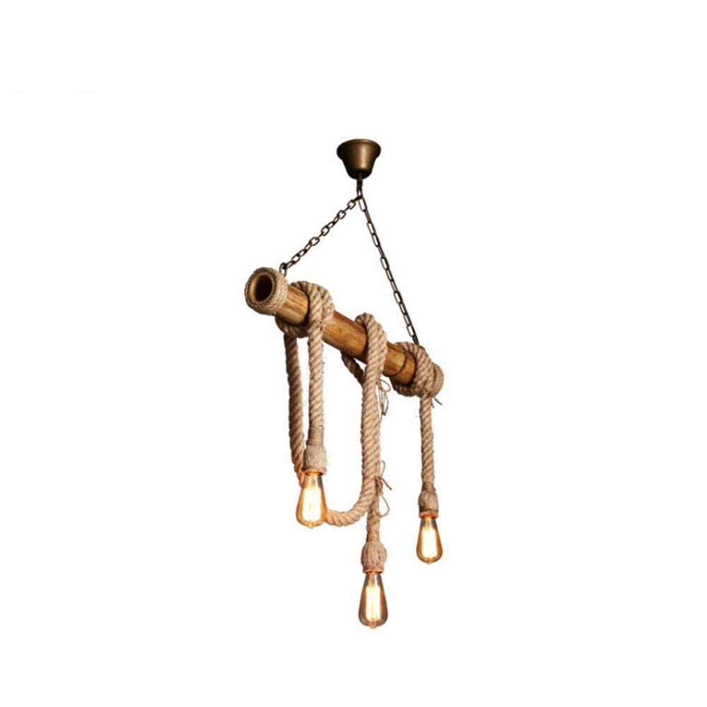 Lámpara de techo de cáñamo vintage de 3 luces para crear ambientes en cafeterías