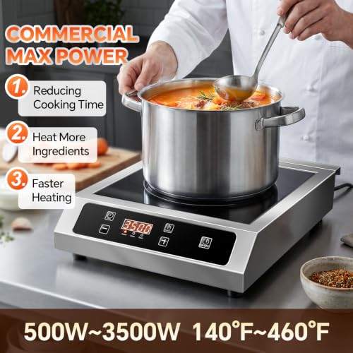 Image of 3500W Commercial Induction Cooktop with Sensor Touch LCD