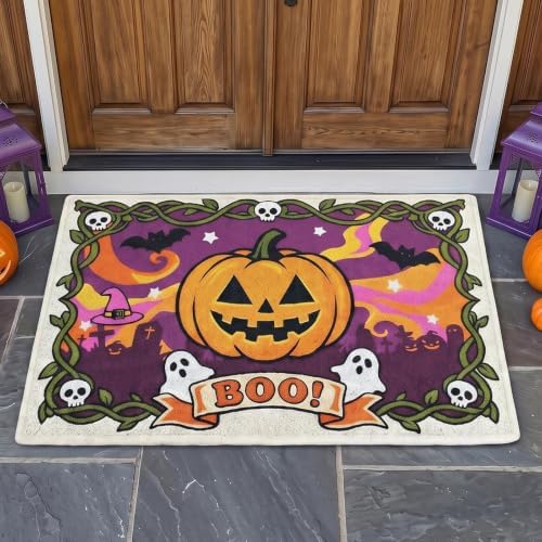 Halloween Pumpkin Doormat, Stain-resistant Durable Non-slip Doorm...