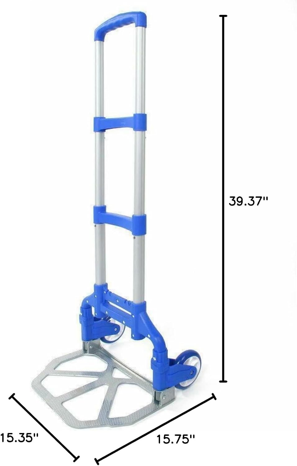 Folding Hand Truck Aluminum Portable Folding Hand Cart 165lbs Capacity Hand Cart and Dolly Ideal for Home, Auto, Office,Travel Use (Blue)