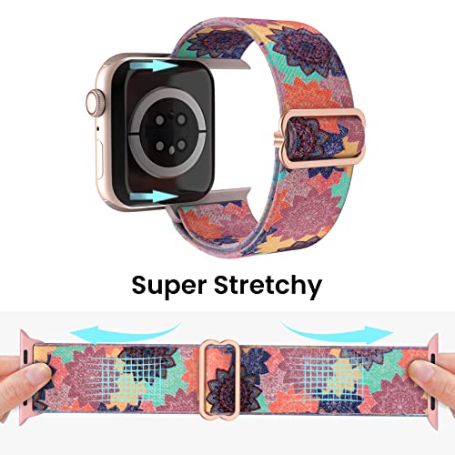 Image of Delidigi Stretchy Bands Compatible for Apple Watch Band Women 40mm 38mm 41mm 42mm 44mm 45mm 46mm 49mm, Nylon Braided Straps for iWatch Series 11 10 9 8 7 6 SE 5 4 3 Ultra 3 2 1