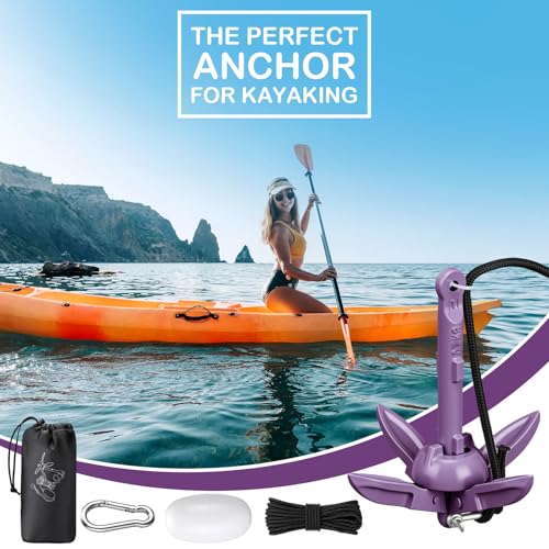 Image of Lounsweer 2 Pack 1.5 /3.5 lb Marine Kayak Anchor Kit Folding Grapnel Anchor Kit Boat Kayak Fishing Accessories for Small Boats Kayaks Canoe Paddle Boards