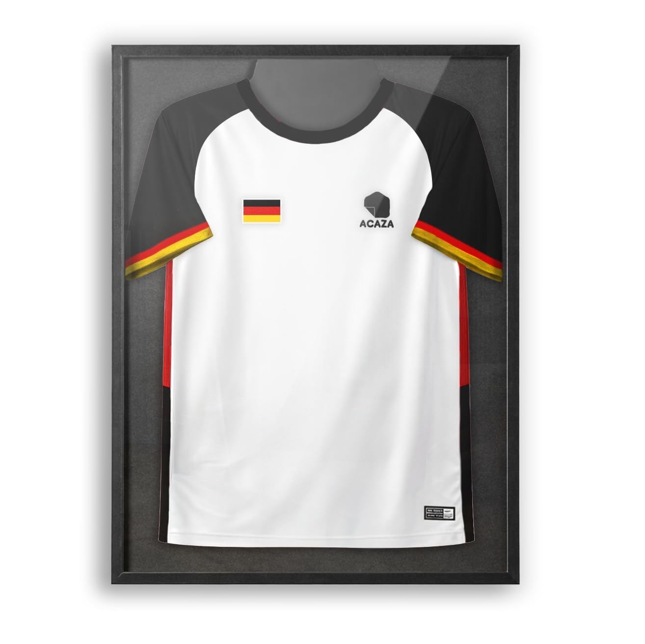 ACAZA Trikotrahmen 70 x 90cm XL Groß, 3D Bilderrahmen tief zum befüllen mit Fußball-, Eishockey-, Rugby-, NBA-trikot, mit Aufhänger, Holz und Acrylglas, Schwarz
