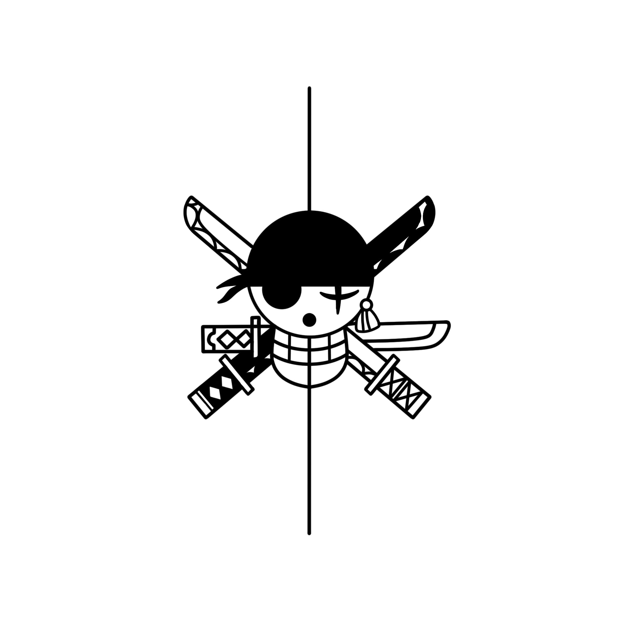 Pirate Hunter Temporary Tattoo, Black, Organic Plant Based Ink, Realistic Appearance, Lasts 1-2 Weeks, Anime Theme-image-32