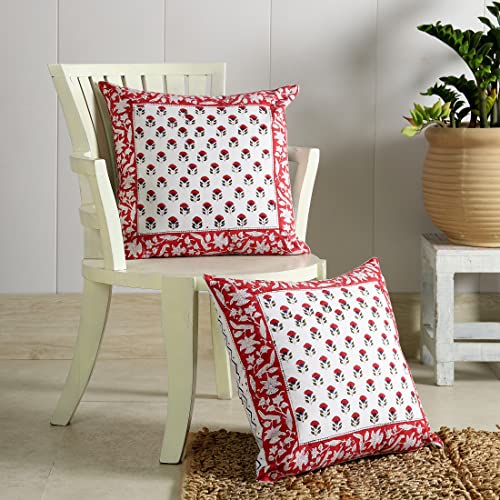 Image of Ravaiyaa - Attitude is everything Cotton Hand Block Printed Soft Cushion Cover Pillow Case 16 inch Square Cushion Sham Set of 2 Piece
