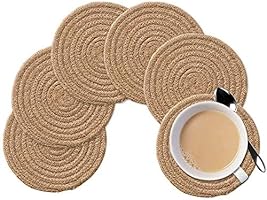 PartyStuff Jute Hand Braided Rustic Vintage Tea Coaster for Dining Table, Bedside Table, Tea Coaster, Chatni mat,...