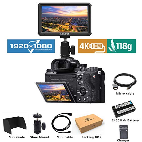 Lilliput A5 Lightweight 5 inch 1920x1080 HD 441ppi IPS Screen Camera Field Monitor
