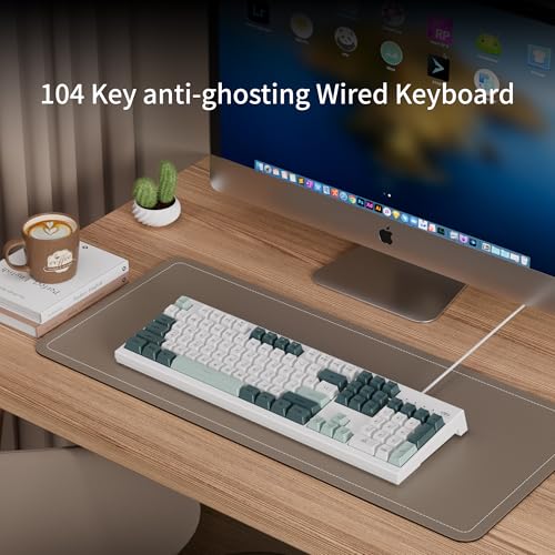 Image of MageGee Creamy Keyboards,K2 Classic Keyboard Wired RGB Backlit 104 Keys Waterproof Ergonomic Keyboard,PC Keyboards for PC /loptop /MAC-Geeen