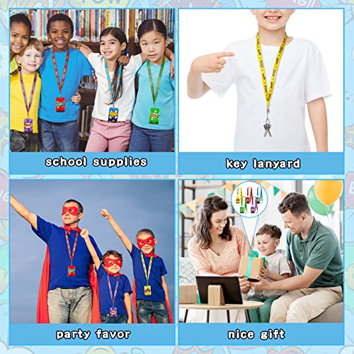 5 Sets Colored Hero Id Badge Holder With Lanyard Detachable Lanyard With Cute Id Card Holder Silky Strap Neck Lanyard Id Holder Clip Clasp Hard Id Name Lanyard Case For School Kids Boys Students Teens #TOP6