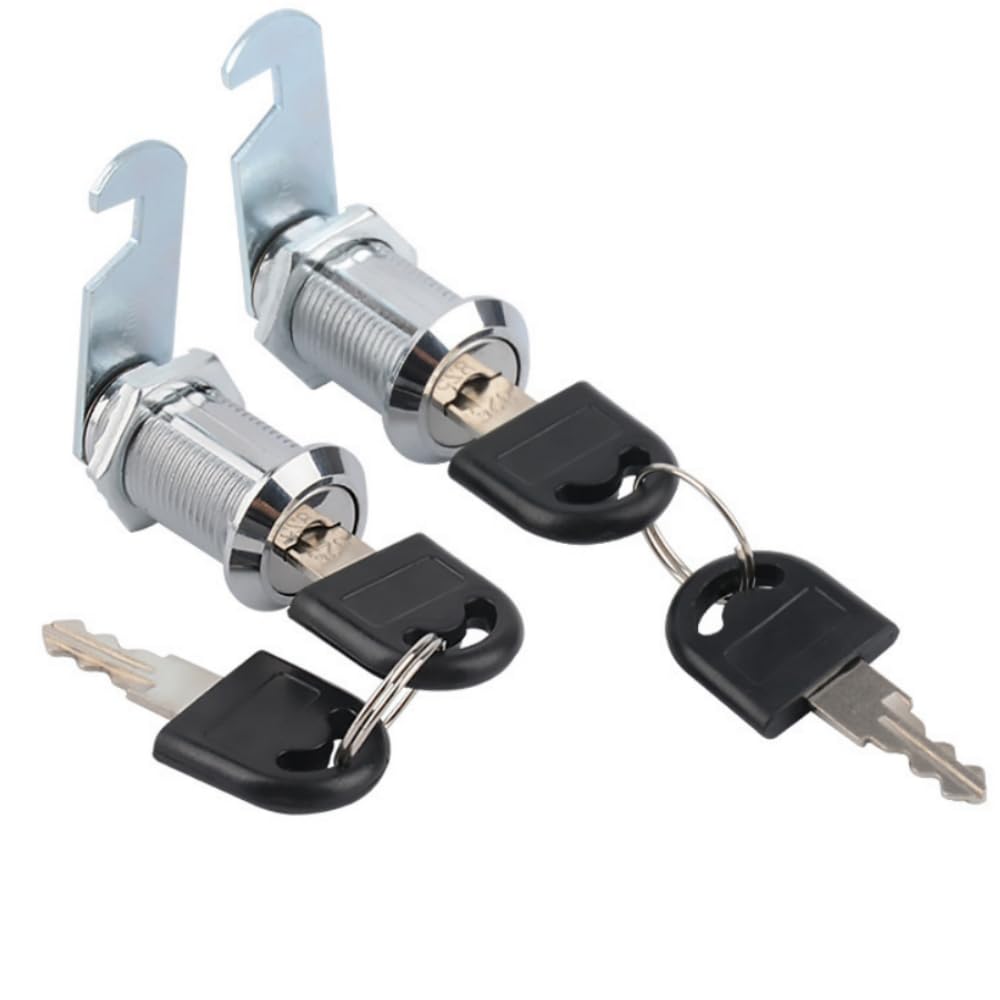 4 Pcs Cabinet Lock,Metal Cylinder Cabinet Locker Locks, Cam Lock with Key Alike, Drawer Locking with 2 Different Locks Plates (30mm)