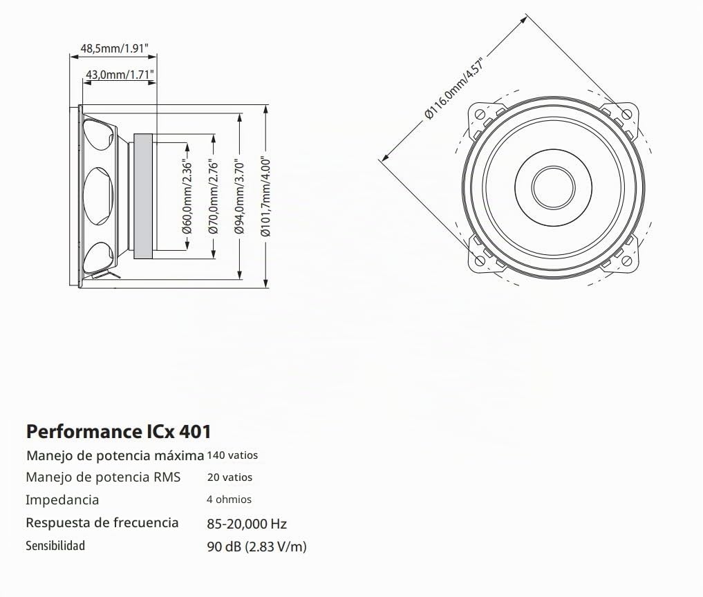 Blaupunkt ICx 401 - Altavoz de Doble Membrana de 10 cm con 180 vatios (RMS: 20 vatios)