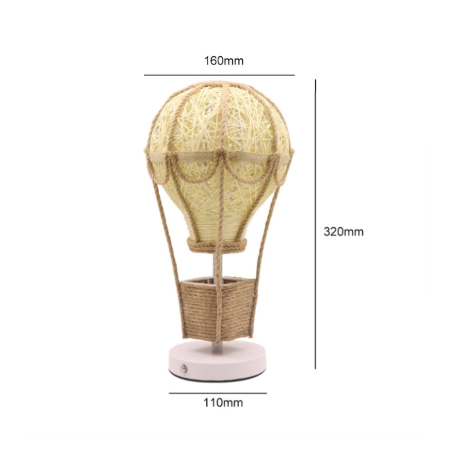 Sharplace Kinder Nachlampe Heißluftballon Lampe Tischlampe Nachtlicht Rattan Leuchte mit Dimmbar Und Wiederaufladbar 2000 Mah auf Eisen Gestell für Kinderzimmer Nachtkommode Einschlafhilfe Zuhause