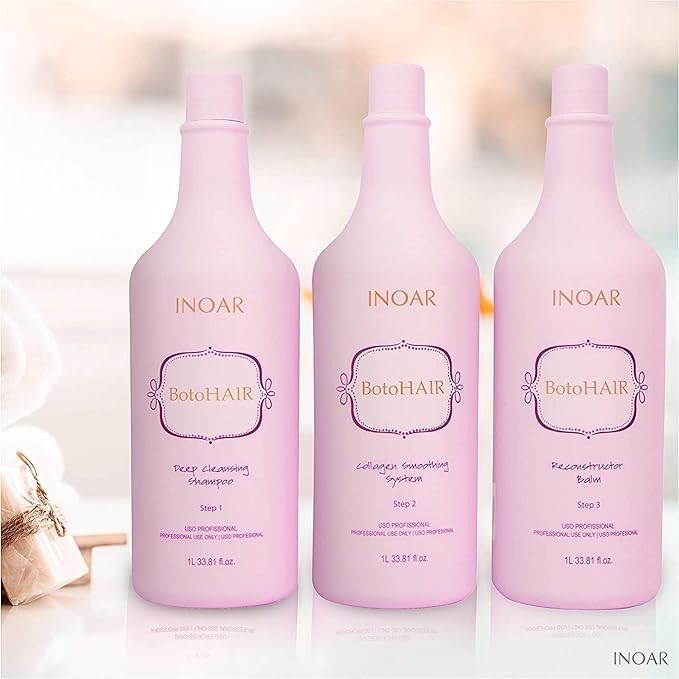 INOAR PROFESSIONAL BotoHAIR Tiefenreinigungs-Shampoo, BotoHAIR Kollagensystem und BotoHAIR Rekonstructor-Balsam, 3 Liter