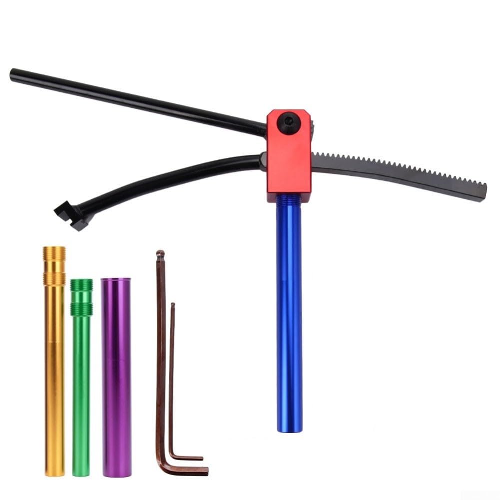 Rotes Dirt Bike Reifenwechsel-Werkzeug-Set, tragbares Design für 16 bis 21 Zoll Räder, passend für 10 bis 25 mm Achsen, Stahl gebaut für Motocross für Enduro-Bikes, kompakter faltbarer Rahmen für