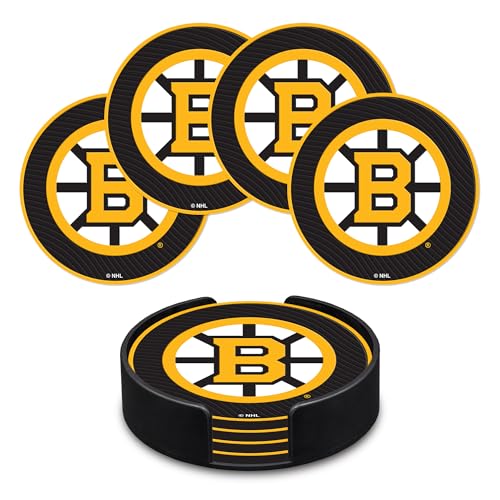 Rico Industries NHL Hockey Boston Bruins Standard Classic Favorites: PVC Coaster Set (4-Pack)
