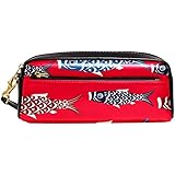 ペンケース 筆箱 学生 化粧ポーチ レディース 赤 魚 鯉のぼり ポーチ 文房具 子供 収納バッグ 大容量 PUレザー 革 おしゃれ かわいい 通勤 通学