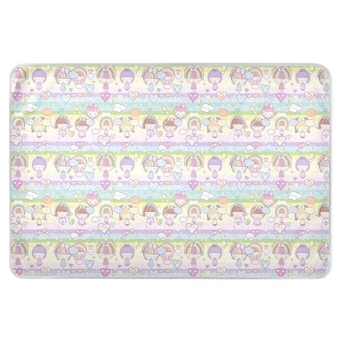 Dolls Cartoon Toddler Soft Absorbent Toddler Bed Pee Pads Machine Washable Toddler Bedding Products for Baby Boys Girls , 52