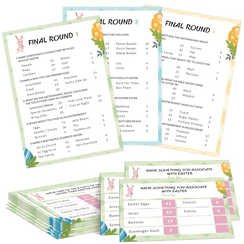 Qoqxjodd Easter Party Game, Easter Friendly Feud, Family Game Night, Family Group Games, Easter Trivia Game, The Holiday Party Game of Guessing Top Answers - FN01