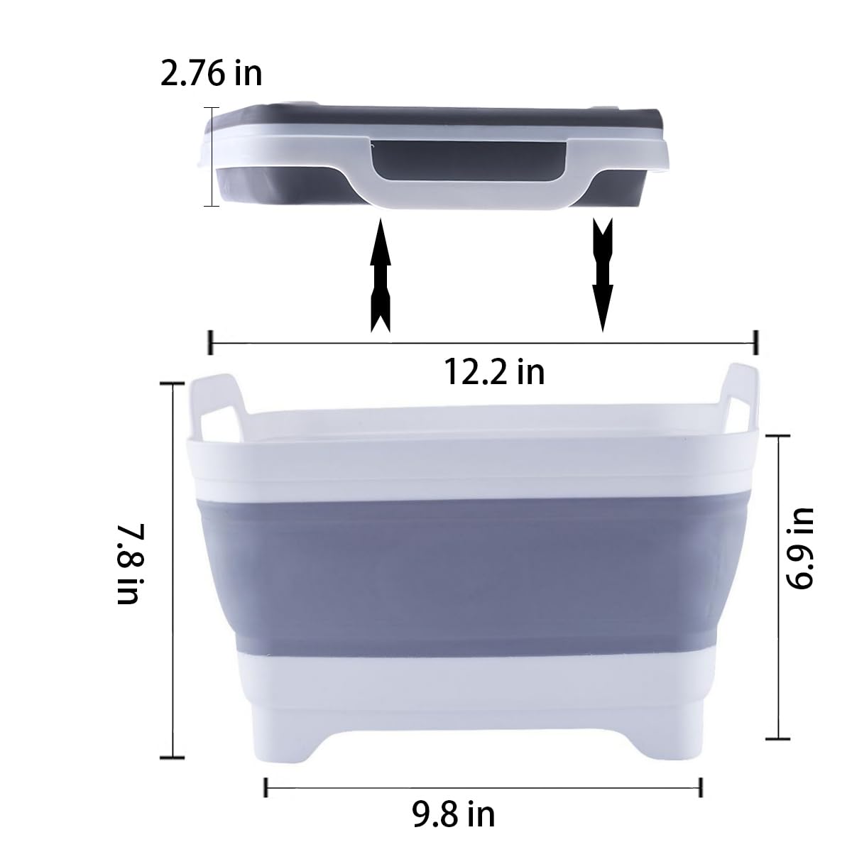 Sartenes plegables para lavar platos, lavaplatos portátil de 9 litros, tina plegable con tapón de drenaje para fregadero de cocina, camping, accesorios de RV 9