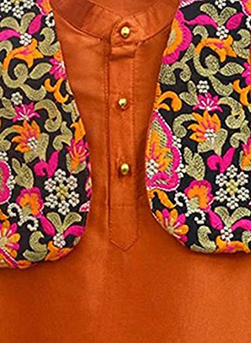 Image of A.T.U.N. All Things Uber Nice) Polyester All Things Uber Nice Boy's Regular Kurta Pyjama Jacket Set