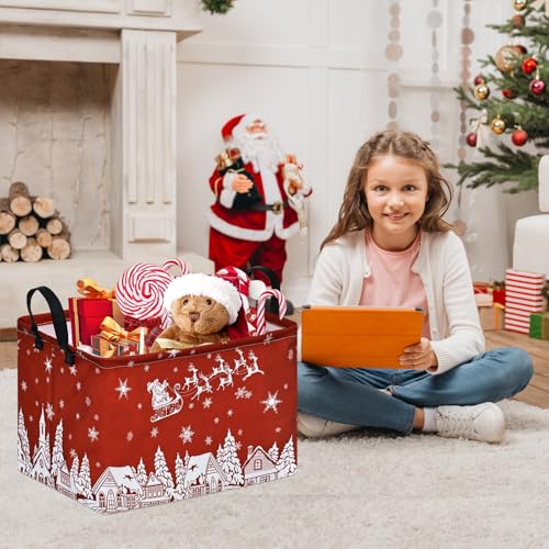 Image of Christmas Basket Box Hamper Storage Basket Collapsible Organizer Bin Gift Shelf Baskets for Home and Kitchen Storage
