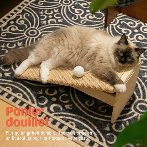 Griffoir chat en L de 65 cm avec griffoir d'angle en sisal naturel PETKARAY - 7