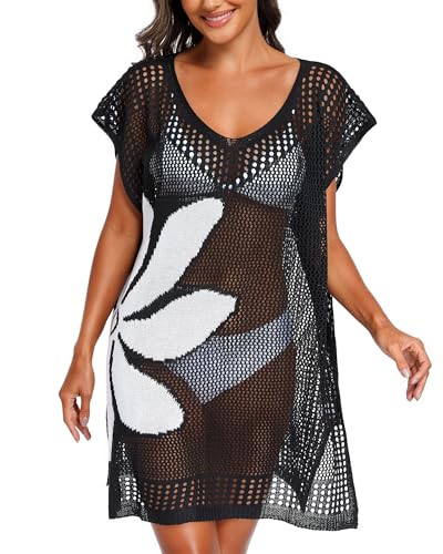 Image of Adisputent Womens Swimsuits Cover Ups Crochet Chiffon Beach Cover Bathing Suit Bikini Wear Coverups Dress