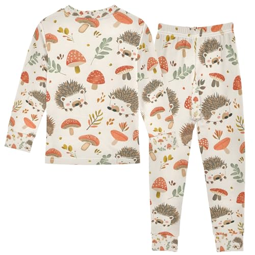 senya Hedgehog Mushrooms Pajamas Set Long Sleeve Soft Cotton Sleepwear 2 Piece2