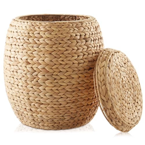 Casafield Round Storage Basket with Lid - Natural,...