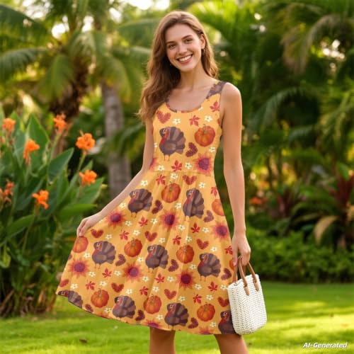 Image of Renewold Women's Sleeveless Tank Dress with Pockets, Casual Scoop Neck A-Line Sundress for Summer, Travel and Vacation