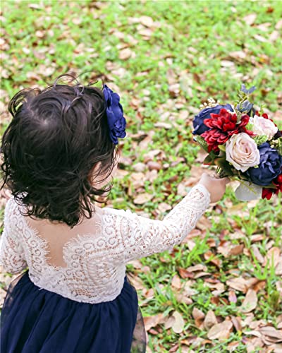 Image of 2Bunnies Girl Peony Lace Back A-Line Straight Tutu Tulle Party Flower Girl Dress