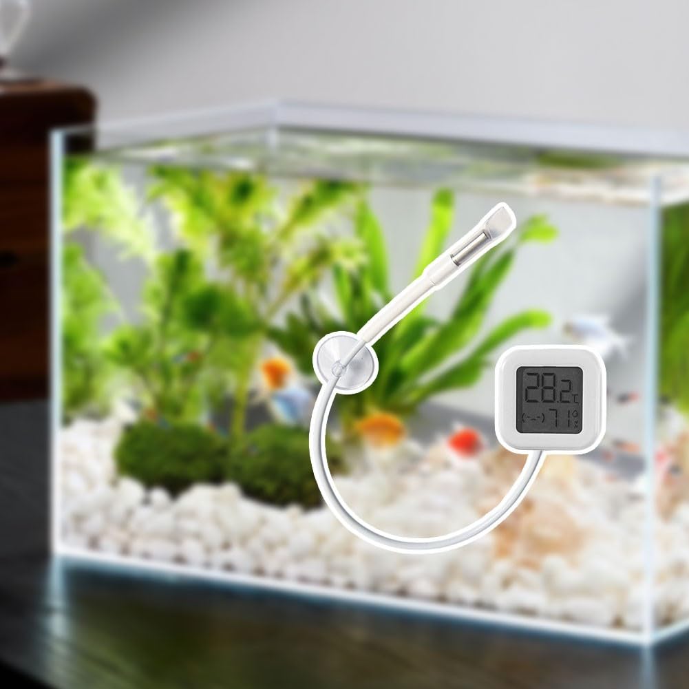 Termometro digitale per acquario, misuratore di umidità della temperatura, display LCD, monitor della temperatura dell'acqua dell'acquario, per terrari di pesci e rettili (acqua dolce, 1 m)