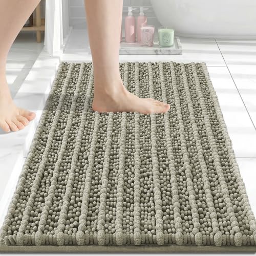 Image of Arotive Luxury Small Bathroom Rugs 24x16, Extra Soft Thick Absorbent Shaggy Chenille Bath Rugs, Machine Wash Dry, Bath Mats for Bathroom Floor, Tub and Shower, Home Decor Accessories, Warm Taupe
