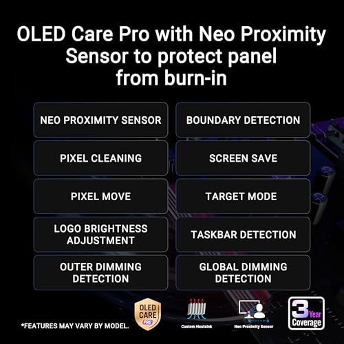 Image of ASUS ROG Swift 34 inch QD-OLED Gaming Monitor (PG34WCDN) - 360Hz, 0.03ms, OLED Care Pro, Neo Proximity Sensor, DisplayHDR 500 True Black, DP 2.1, HDMI 2.1, USB-C (90W), DisplayWidget, 3 yr Warranty