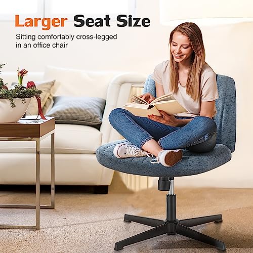 Sweetcrispy Office Chair No Wheels - Armless Desk Chair No Wheels Cross Legged Office Chair Wide Swivel Home Office Desk Chairs #TOP2