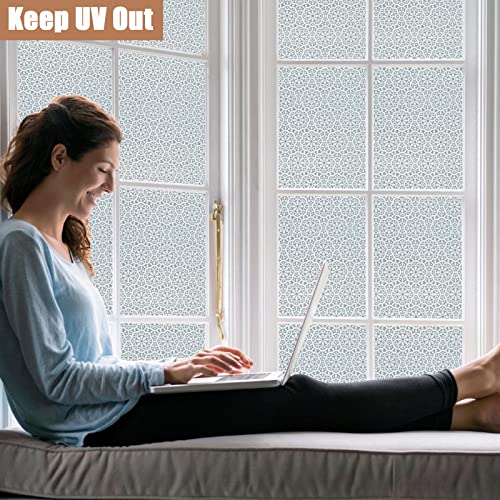 Concus-T Snowflake Window Cling Film Privacy Floral Window Privacy Film Static Cling Film Lace Frosted Privacy Window Film Stained Glass For Offices Home, 17.72"X78.74" #TOP2