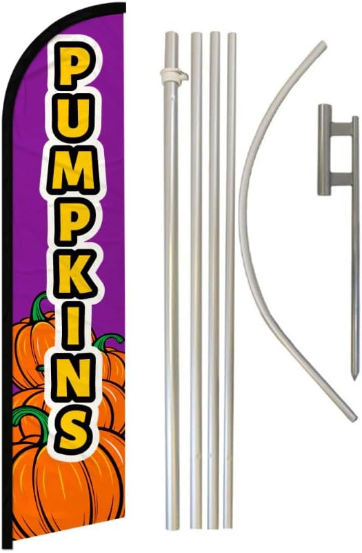 Pumpkins King Feather Flag Sign Kit With Complete Aluminium Pole Set-FI