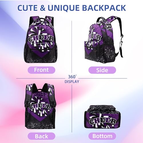 Image of Cheer Backpack for Cheerleaders, Cheerleading Gifts for Teams, Cheerleader Backpack for Women (Black&Purple)