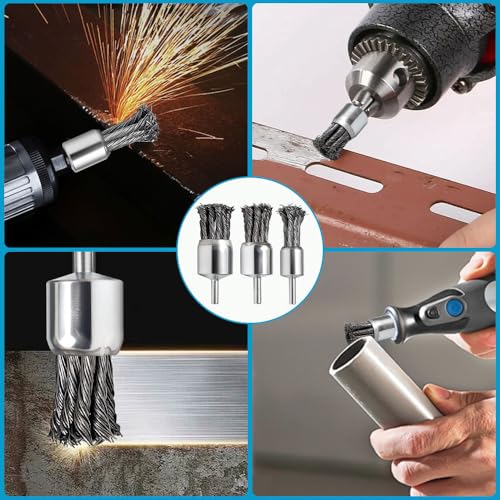 Pilikoll 12 Stück Drahtbürste Bohrmaschine Set Drahtbürstenrad für Bohrer Pinselkopfbürste Drahtbürste für Bohrer Draht-Endbürsten-Set für Rost, Korrosion, Lackentfernung(20mm,25mm,30mm)