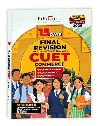 Image of Educart CUET Commerce 2026 | 15 Days Chapter-wise Final Revision Book | Business Studies, Accountancy, Economics (Based on CUET UG Syllabus Section II)