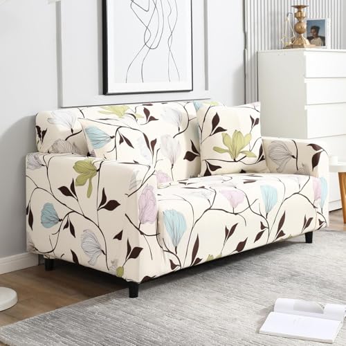 Image of Universal 3 Seater Sofa Cover with Elasticity, Protective, Stretchable, Spandex & Polyester Sofa Slipcover (3 Seater, 185cm * 230cm) (Brown Leaf)