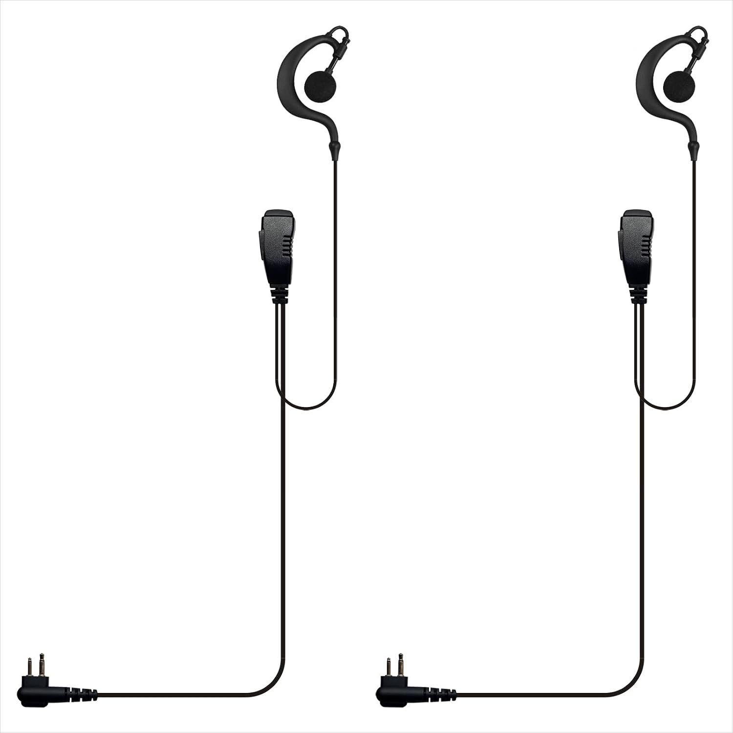 G Shape Earhook Headset for Motorola R2 CP100D CP200D CP185 CP200 DLR1020 CLS1110 SLS1410 DTR410 DTR700 RDU4100 RDU4160D RMM2050 RMU2040 RMU2080D VL50, 2 Pin Earpiece w/Mic (Pack of 2)