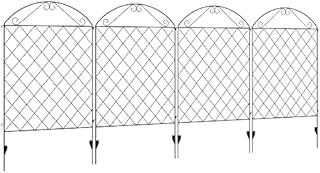 Outsunny Decorative Garden Fencing, 43in x 11.5ft Outdoor Picket Fence Panels, 4PCs Rustproof Metal Wire Landscape Flower Bed Border Edging Animal Barrier, Black