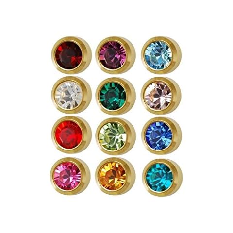 Caflon Caflon Ear Piercing Bezel Earrings Studs 3mm Assorted Colors Gold Plated 144 Pair Cover